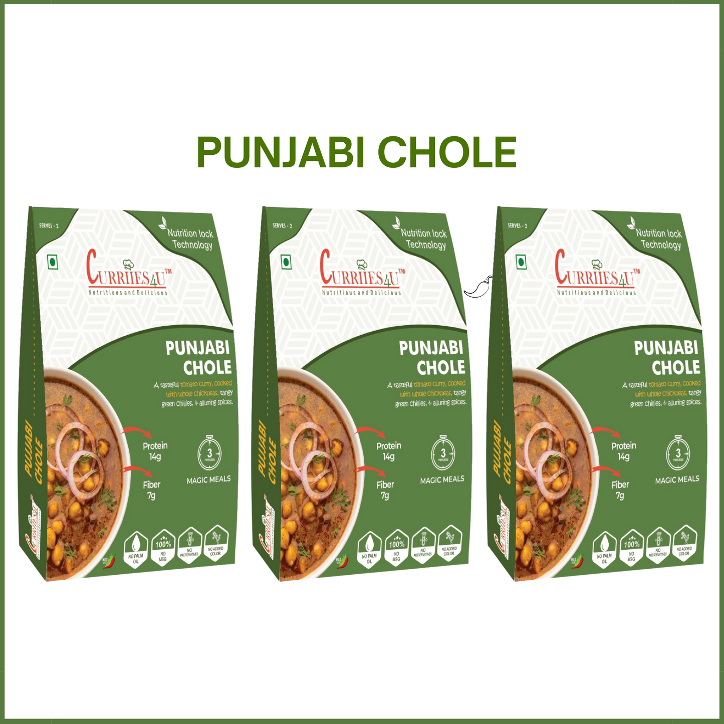 Punjabi Chole Pack of 3 - Authentic, Preservative-Free, Ready in 3 Minutes