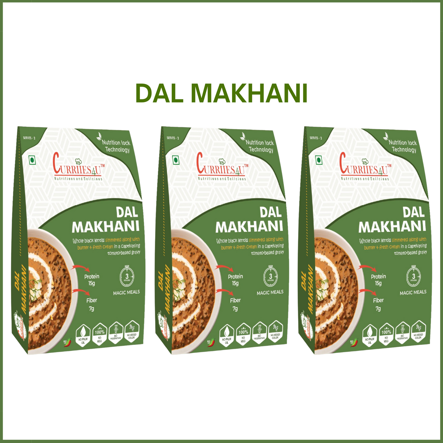 Curriies4u Dal Makhani -Ready to eat meal in 3 minute combo pack