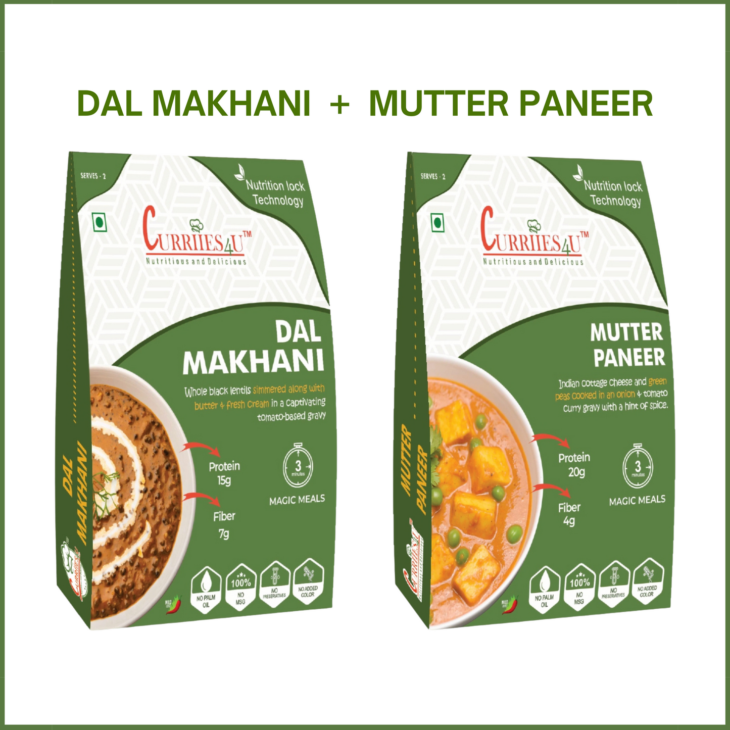 Dal Makhani & Mutter Paneer Combo – Pack of 2 | Ready-to-Eat Indian Meal