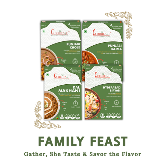Four Curriies4u food packages for 'Family Feast' ready-to-eat meals
