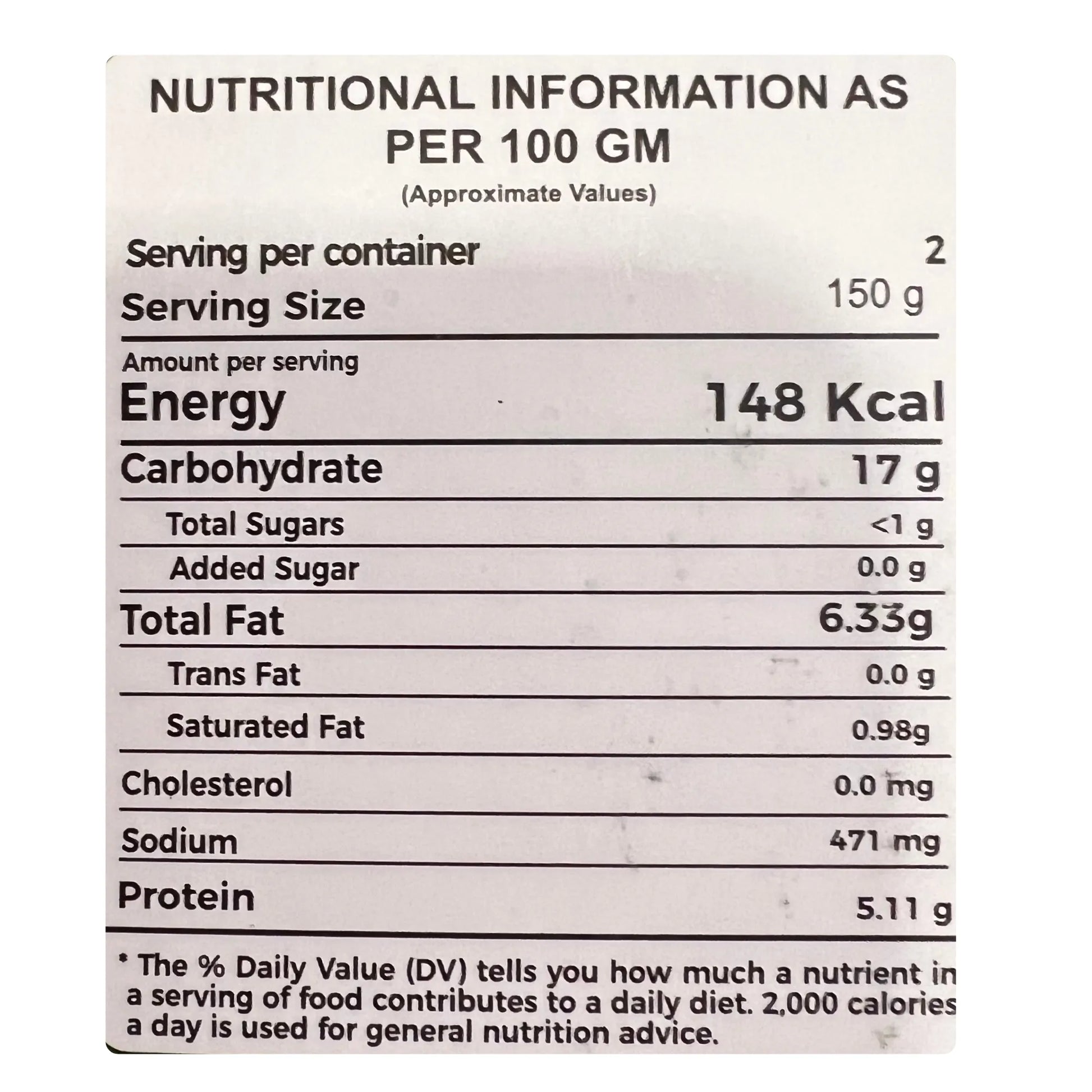 Nutritional value of dal tadka ready to eat meal by shaffu foods