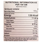 Nutritional Information table -ready to eat meal curriies4u
