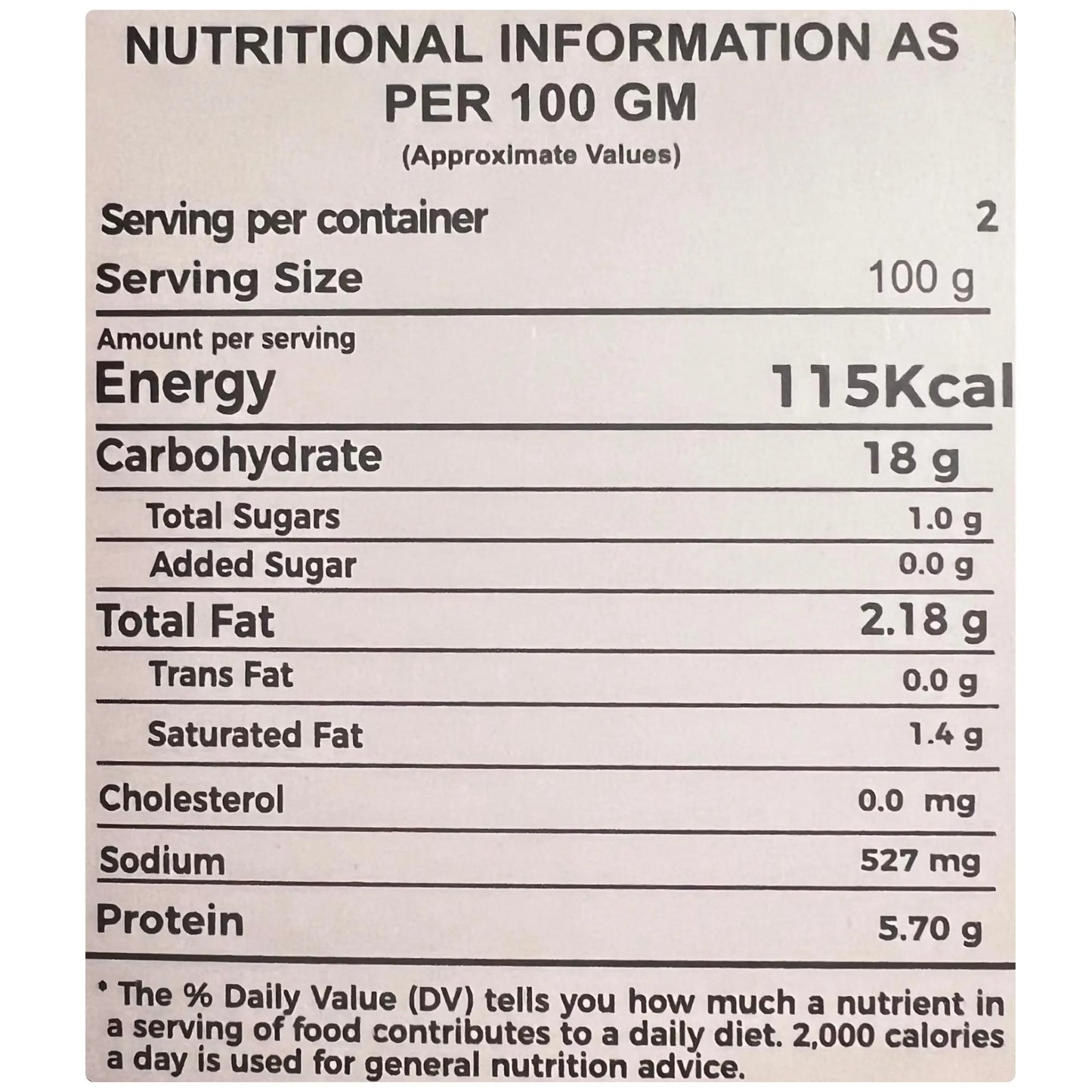 Nutritional value of hyderabadi biryani per 100 g serving ready to eat meal by curriies4u 
