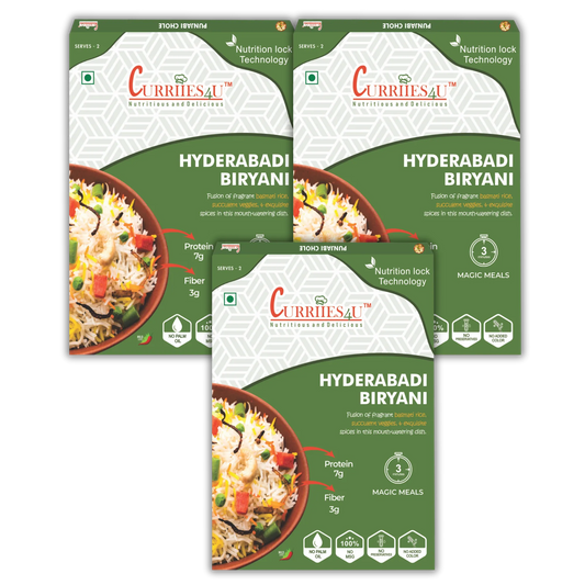 curriies4u Ready-to-Eat hyderabadi biryani pack of three 100% natural an preservative free 