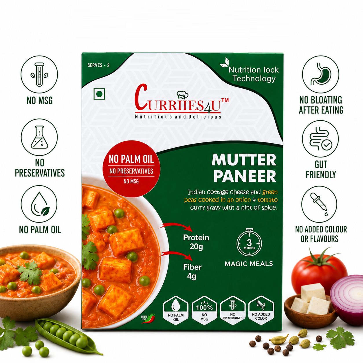Curriies4u Redy-to-Eat Mutter Paneer: A Timeless Delicacy
