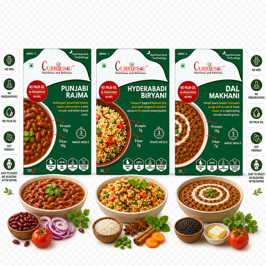 Curriies4u Punjabi Rajma + Dal Makhani + Hyderabadi Biryani