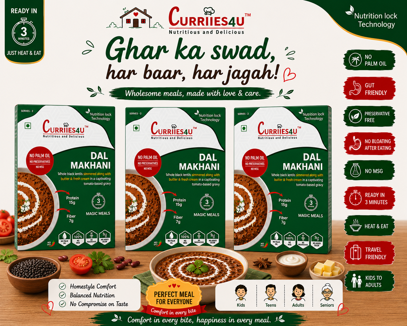 Curries4u Dal Makhani packaging with product details on  in Mumbai 