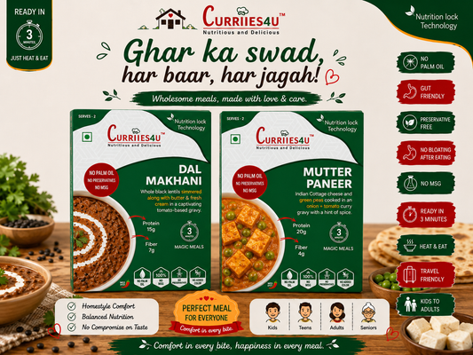 Curriies4u Ready-to-Eat Dal Makhani & Mutter Paneer Combo