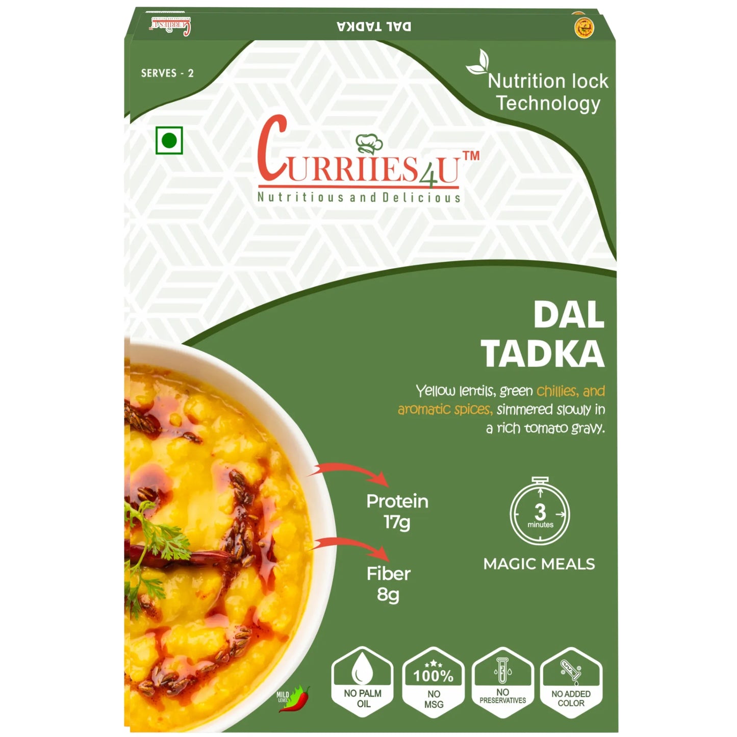 Dal Tadka – Flavorful yellow lentils tempered with aromatic spices. 100% preservative-free, MSG-free, and ready-to-eat in just 3 minutes. A healthy and delicious Indian meal!





