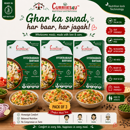 Curriies4u Ready-to-Eat Hyderabadi Veg Biryani- Pack of 3