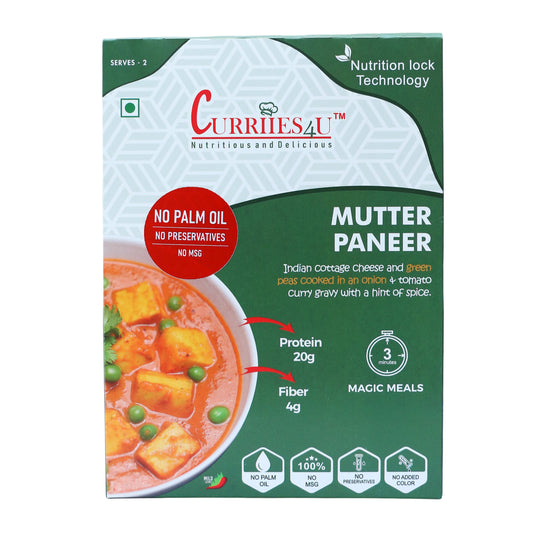 Curriies4u Redy-to-Eat Mutter Paneer: A Timeless Delicacy