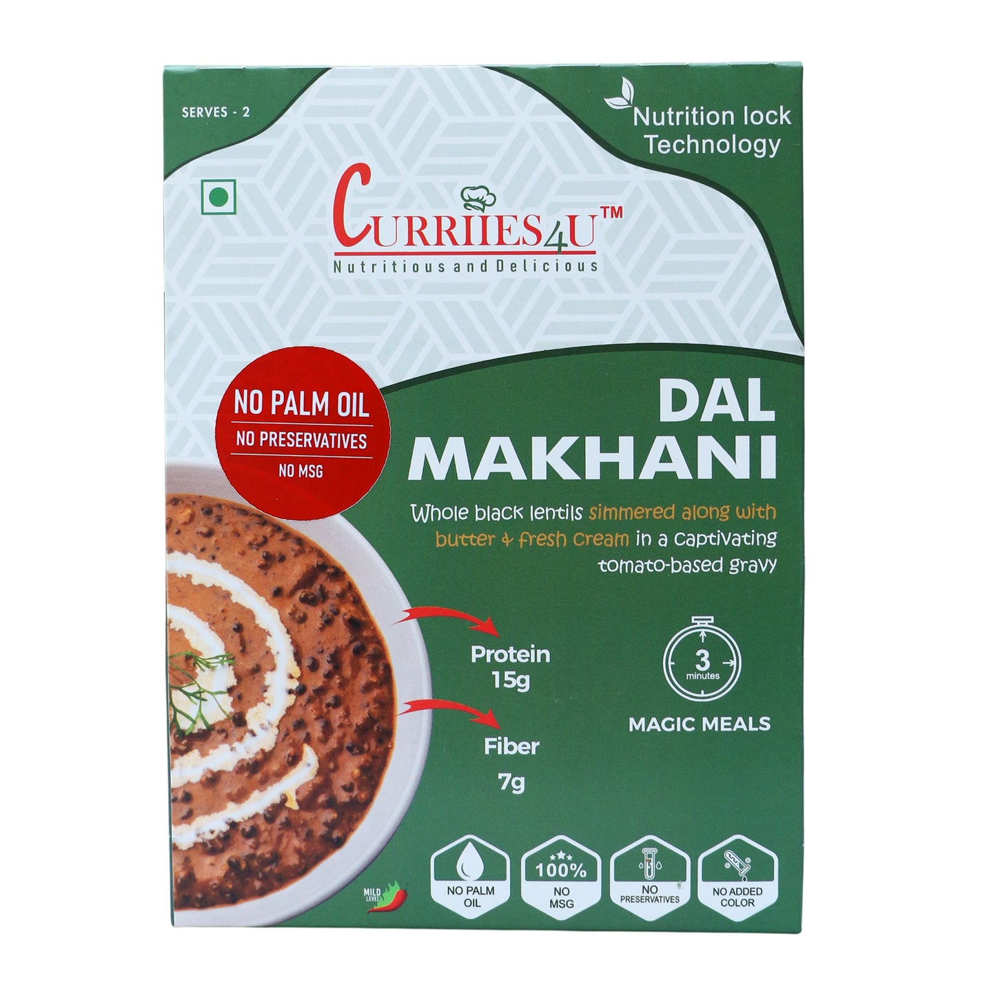 Curriies4U Instant Dal Makhani Ready Meal for Rice, Roti, and Naan