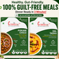 Curries4U food packaging with images of Punjabi Chole and Dal Tadka, highlighting health benefits and features.