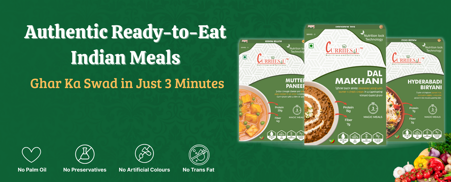 Authentic Ready-to-Eat Indian meals Ghar ka swad in 3 minutes