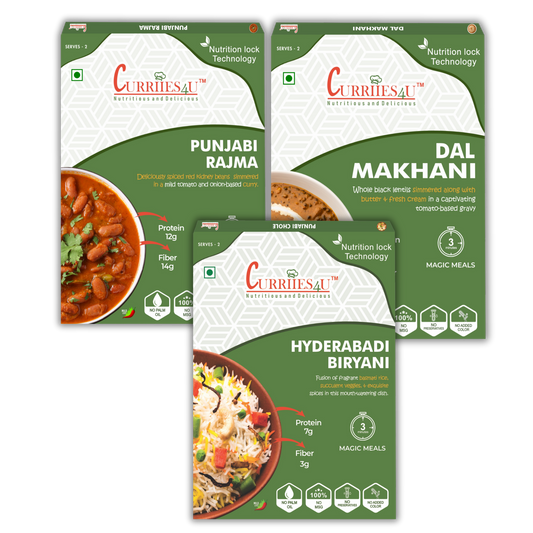 combo pack- daal makhani, punjabi rajma, Hyderabadi biryani