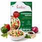 Curriies4u Hyderabadi Biryani ready-to-eat meal box with a bowl of vegetable biryani, fresh peppers, and spices.