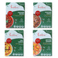 Curriies4u ready-to-eat Indian meal assortment featuring Rajma, Chole, Dal Tadka, and Mutter Paneer pouches.