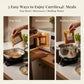 Curriies4u ready-to-eat meal preparation guide showing pan heating, microwave, and boiling water methods.