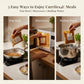 Curriies4u ready-to-eat meal pouches showing three preparation methods: pan heating, microwaving, and boiling water.