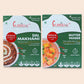 Curriies4U Ready-to-Eat Combo featuring Dal Makhani and Mutter Paneer, authentic Indian vegetarian curries made with black lentils, paneer, and green peas, high-protein meals, no preservatives, no MSG, no palm oil, healthy instant Indian food, shelf-stable and travel-friendly meal pack.
