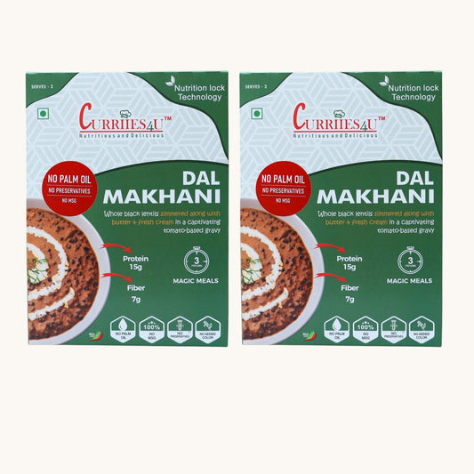 Two packages of Currihesa Dal Makhani on a white background

