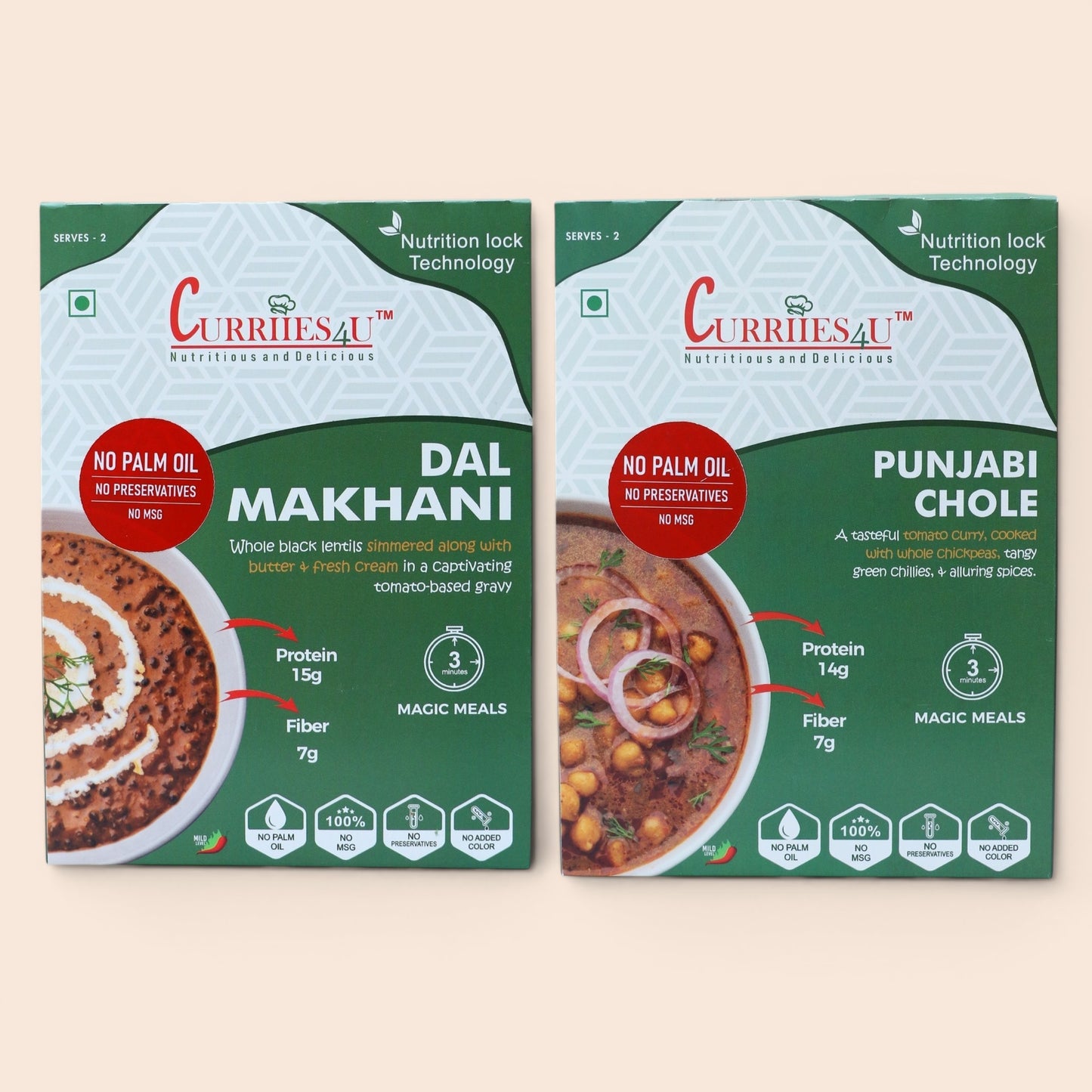 Curriies4U Dal Makhani & Punjabi Chole Combo Pack | Ready-to-Eat Indian Meals