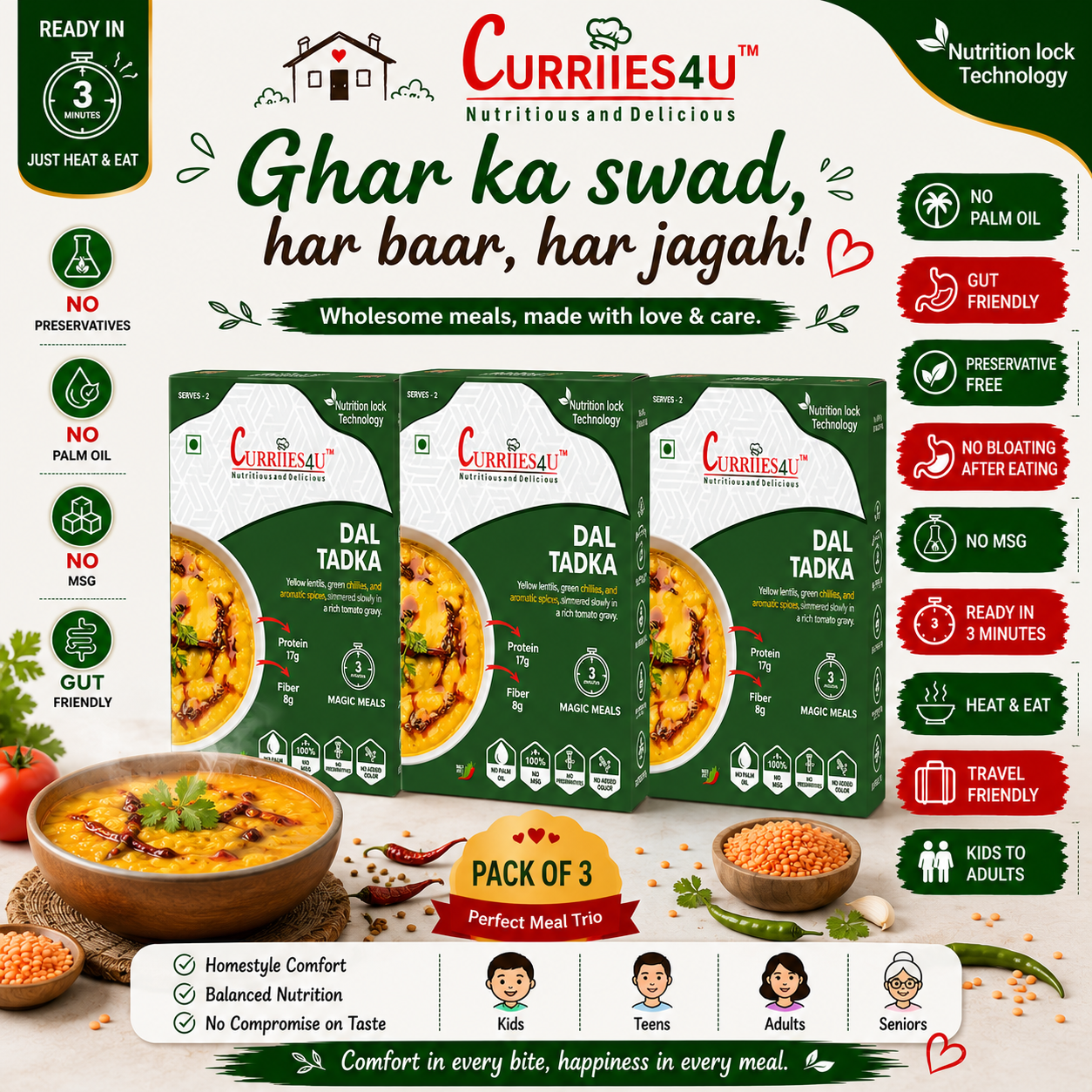 ready to eat in delhi Dal Tadka 