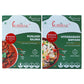 Two Curriesa food packages, one for Punjabi Rajma and the other for Hyderabadi Biryani, on a beige background.

