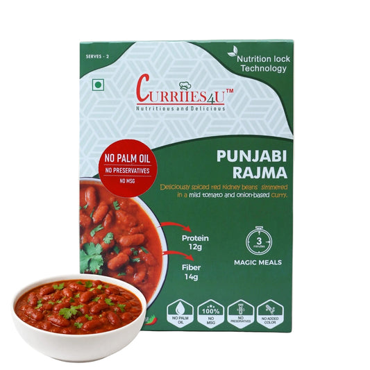 Curriies4U Punjabi Rajma Ready to Eat Meal 300g – Authentic Rajma Masala, Red Kidney Bean Curry, High Protein Vegetarian Meal, No Preservatives, No MSG, No Palm Oil, Healthy Indian Instant Food, Ready Meal for 2
